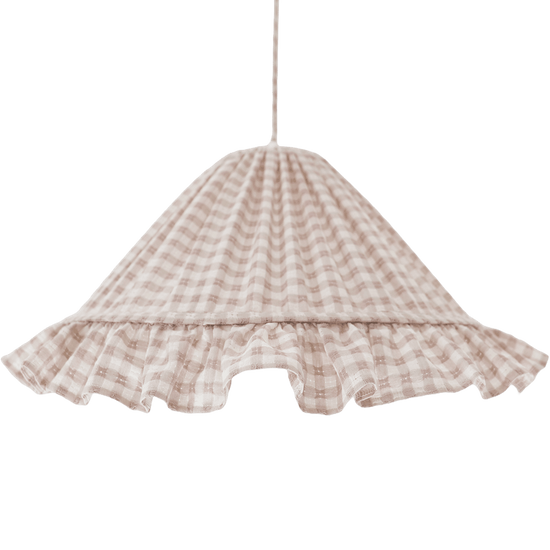 Conical Pendant Light With Ruffle Emilia “Petits Carreaux Beige”