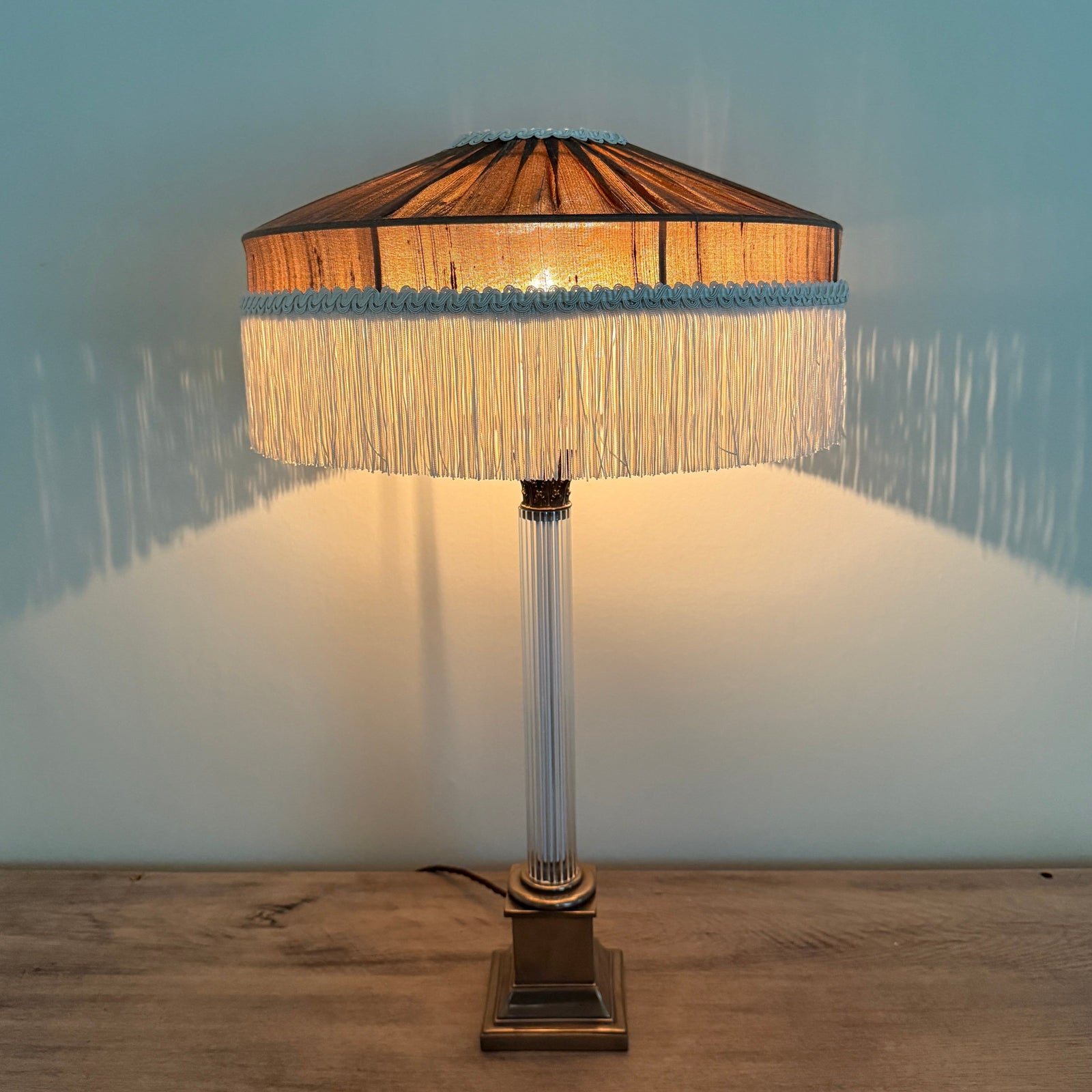 The Peggy Silk Fringed Lampshade - Brown