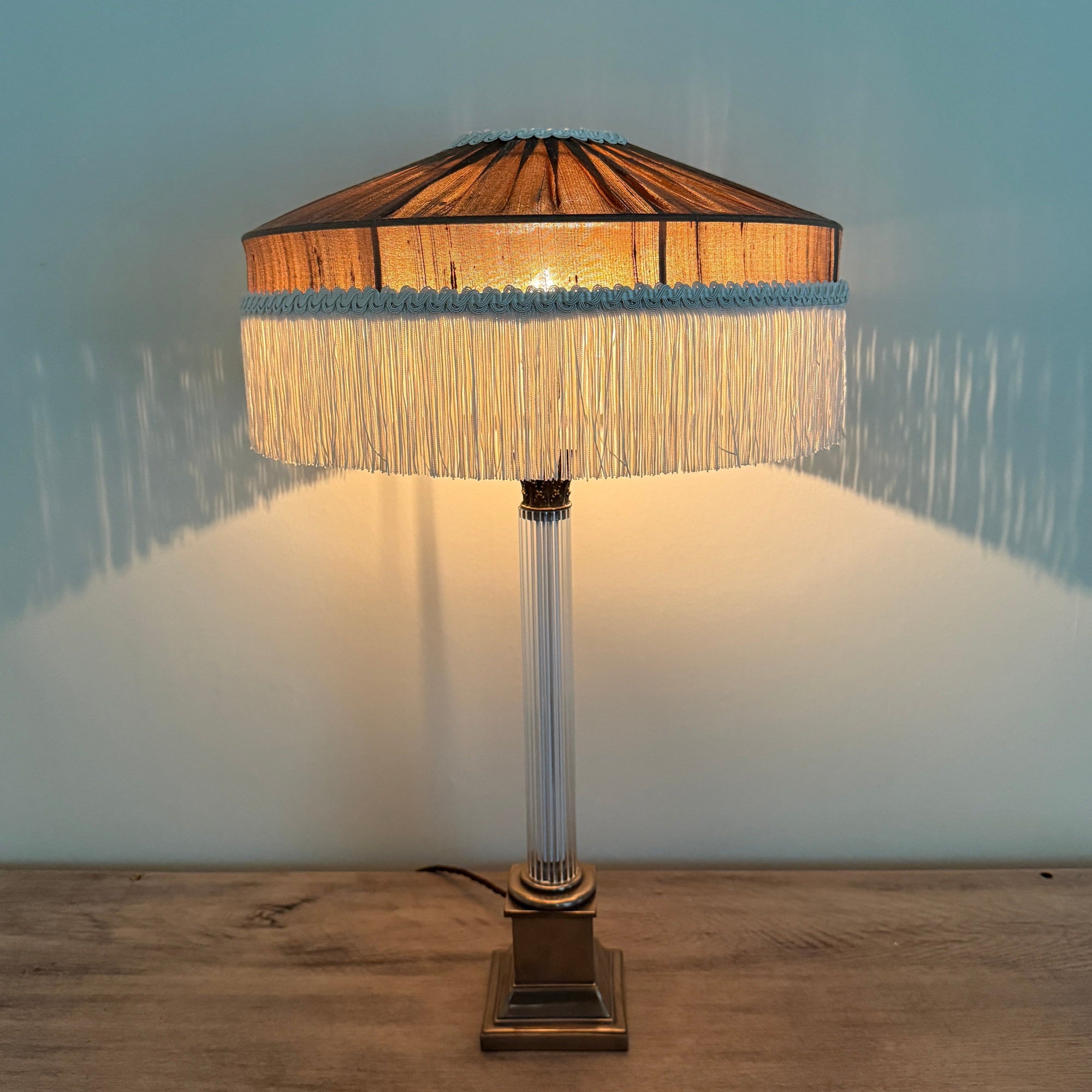 The Peggy Silk Fringed Lampshade - Brown