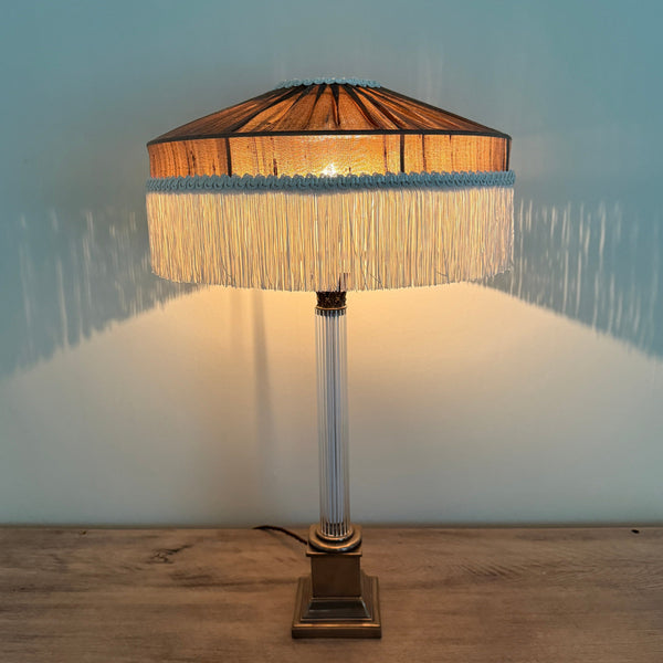 The Peggy Silk Fringed Lampshade - Brown