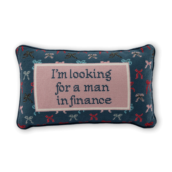 Man In Finance Needlepoint Pillow-