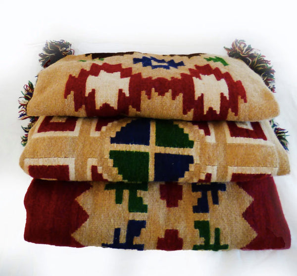 Vintage, Hand-Loomed, Decorative Wool Pillow Covers Set of Three