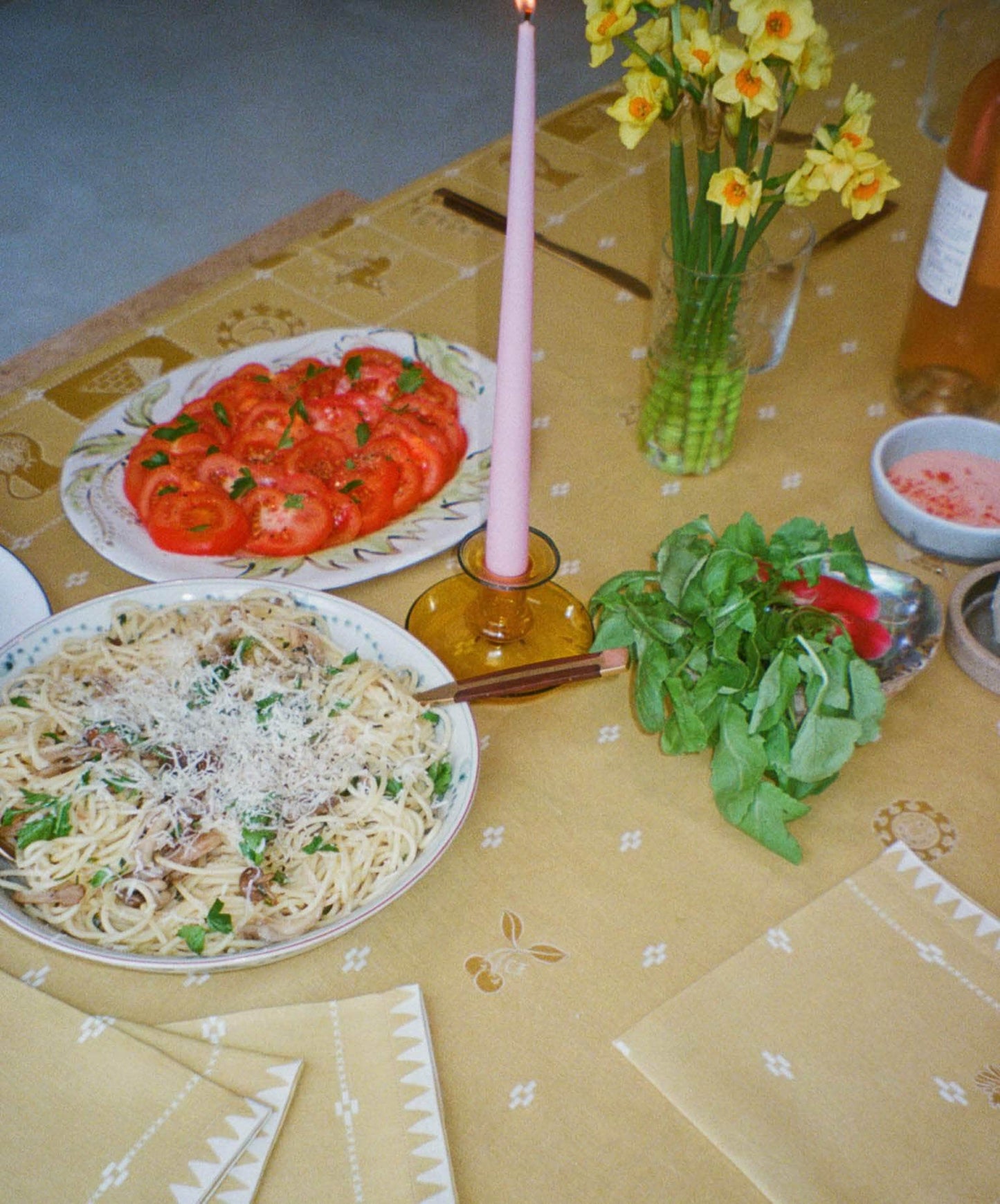 Redwork Tablecloth in Yellow