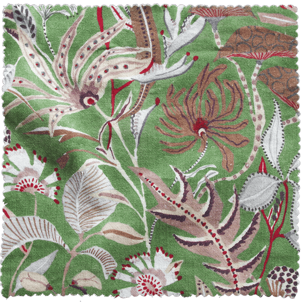 Printed Woodland Forest Fabric- Green