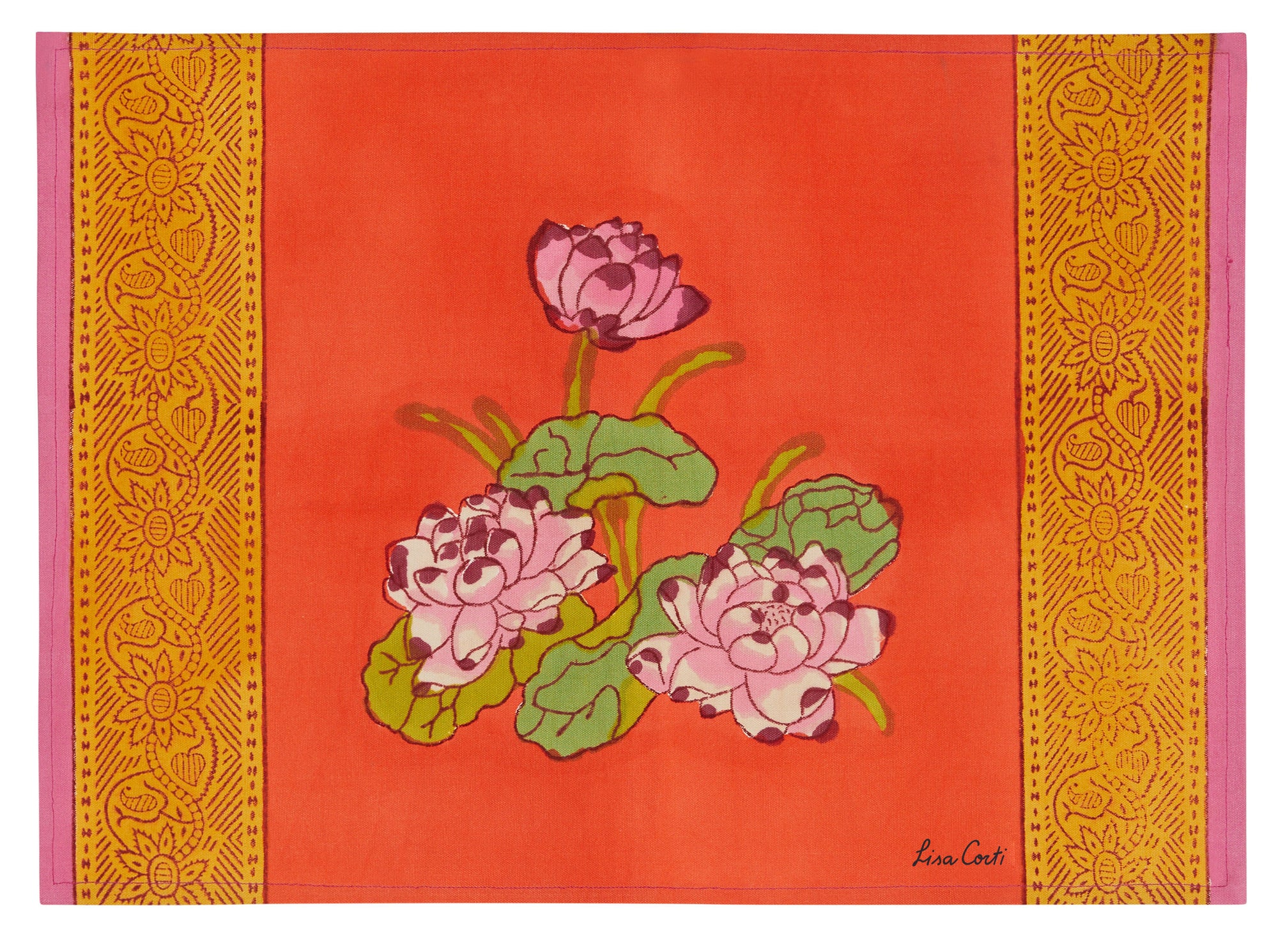 Cotton Placemat Tea Flower Orange