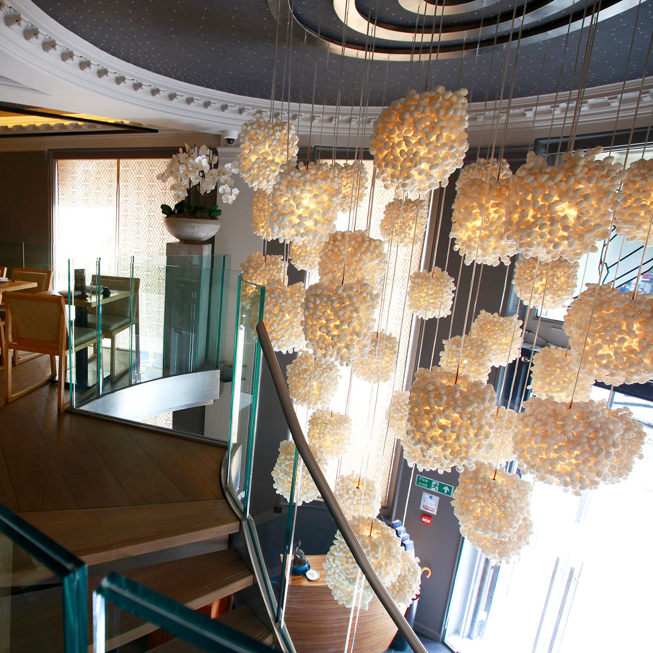 Cascadence Ceiling Light by Ango – Handcrafted Silk Cocoon Pendant