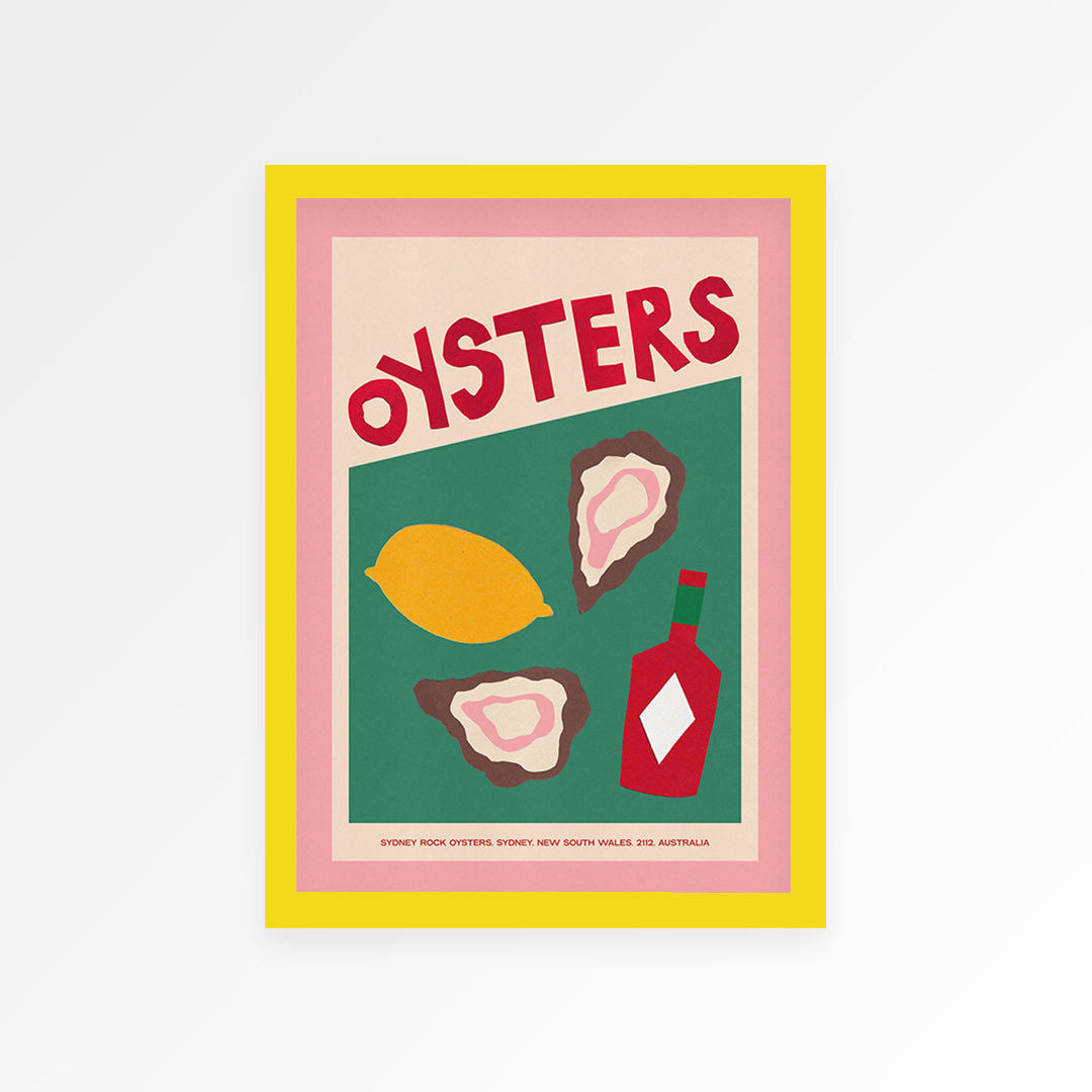 Oysters Hand Collaged Print