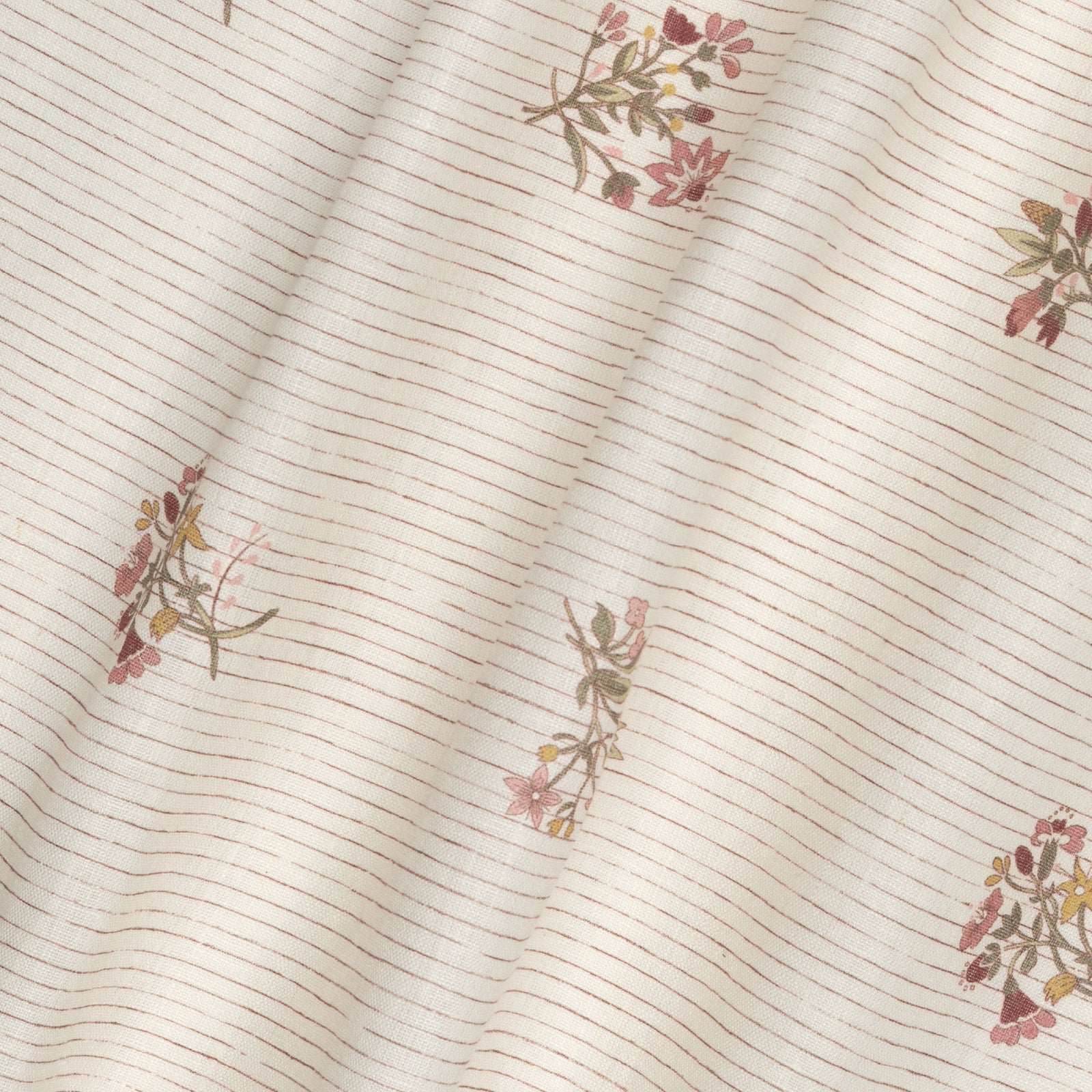 Scarlet Flax & Field Posy Pinstripe Printed Tablecloth