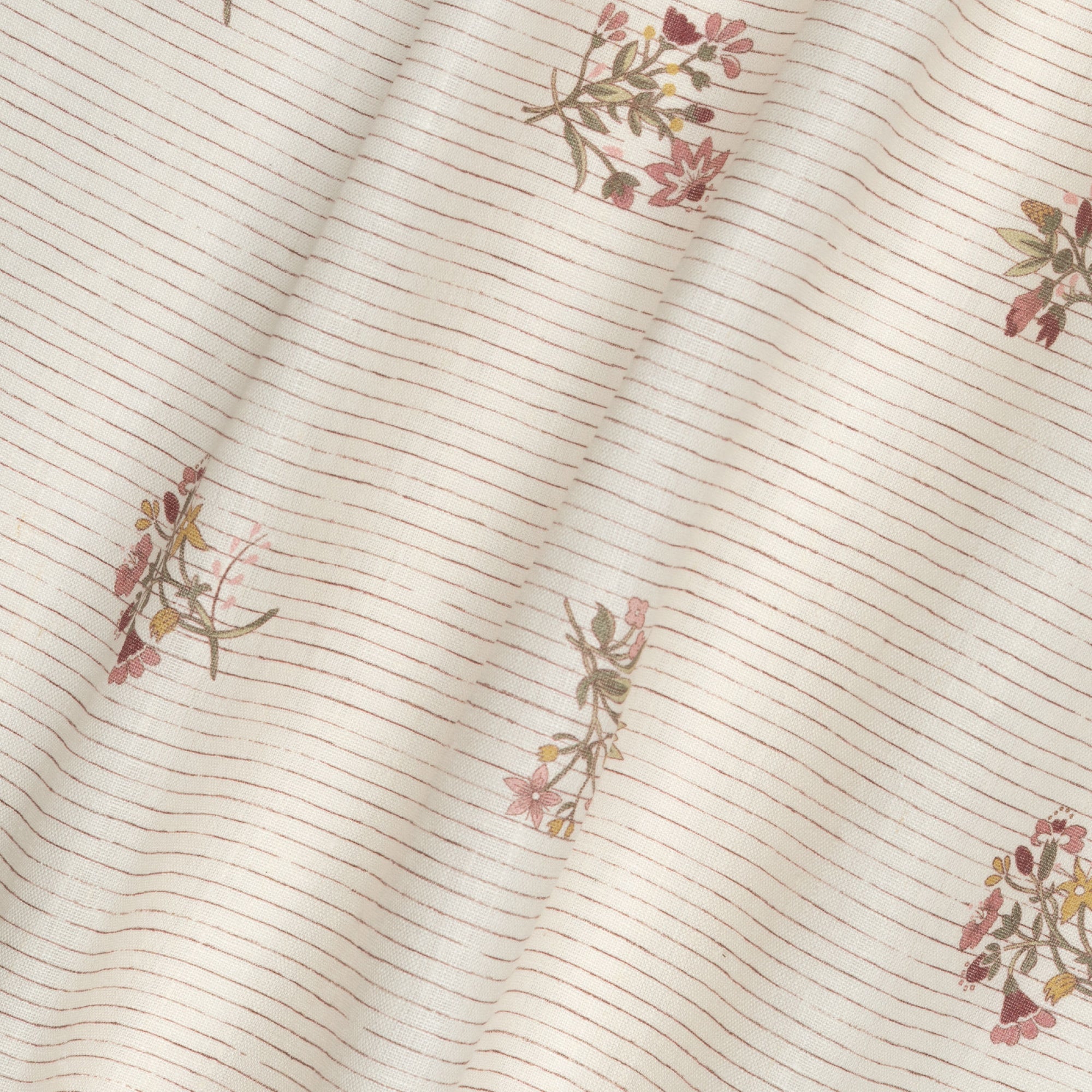 Scarlet Flax & Field Posy Pinstripe Printed Tablecloth