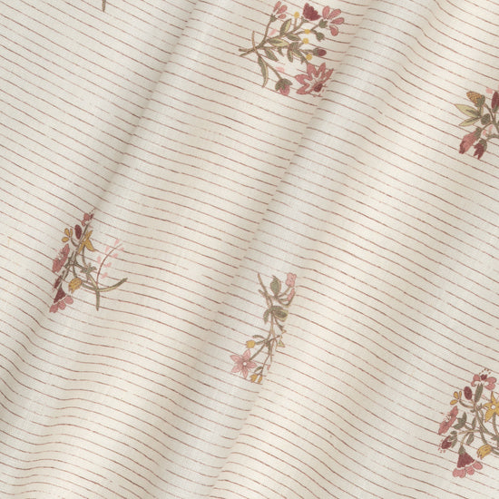 Scarlet Flax & Field Posy Pinstripe Printed Tablecloth