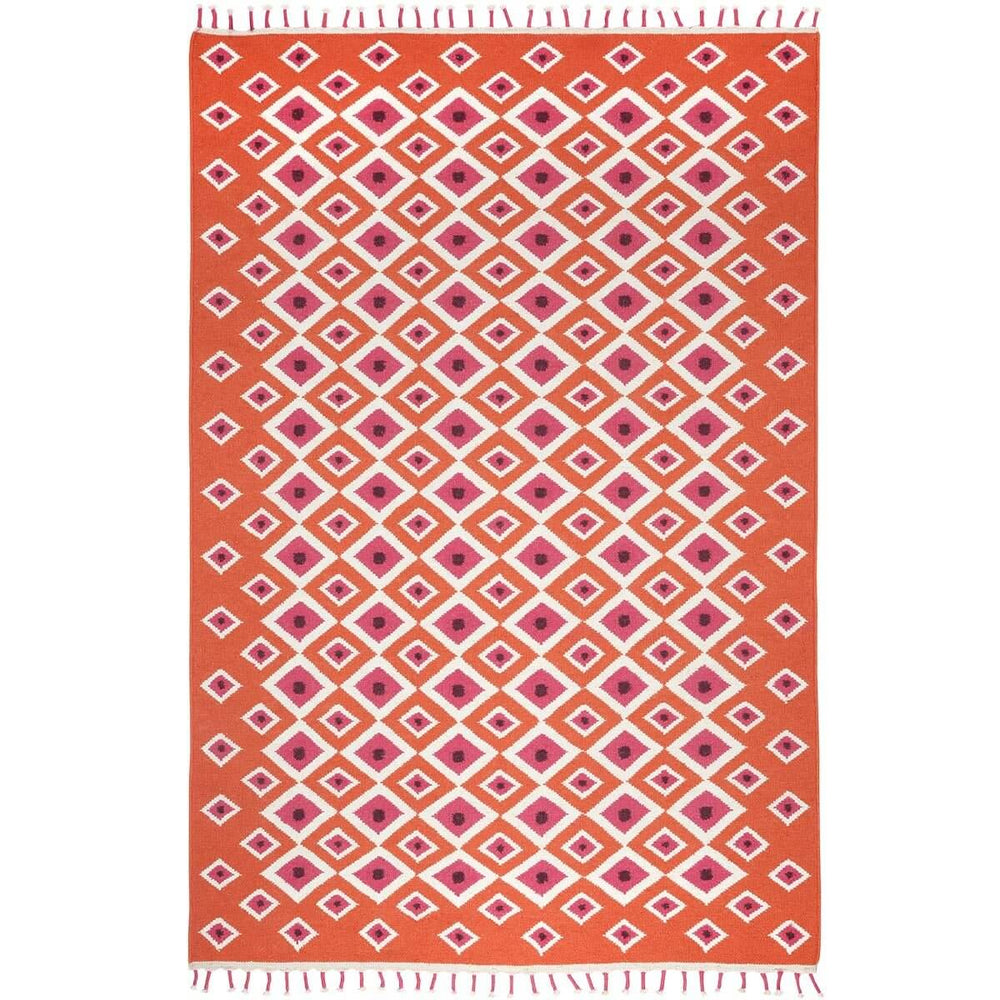 Evil Eye Flatweave Rug - Orange