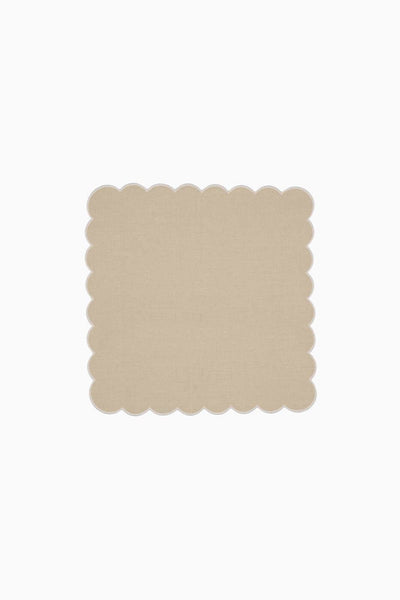 Zero-Waste Scalloped Linen Napkins Oatmeal - Set of 2