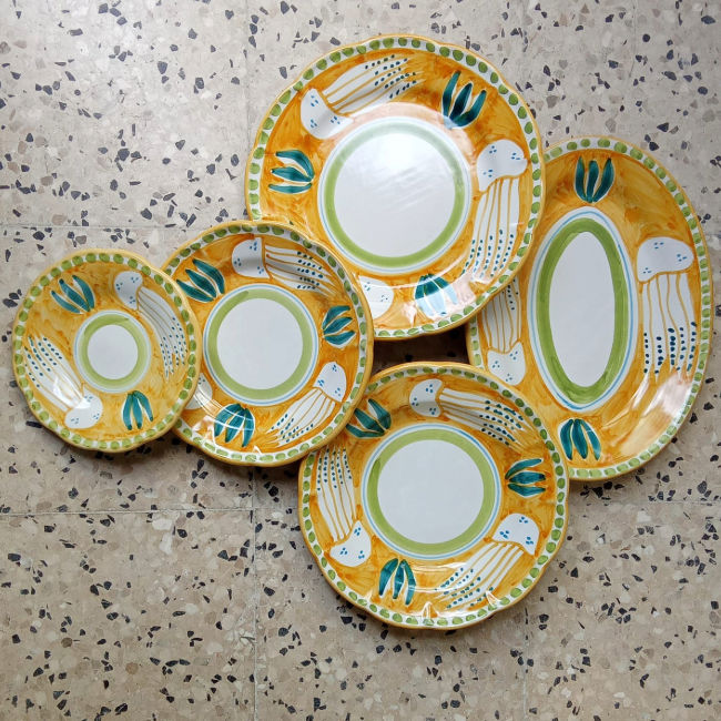 Méduse Jaune Oval Platter - 30cm