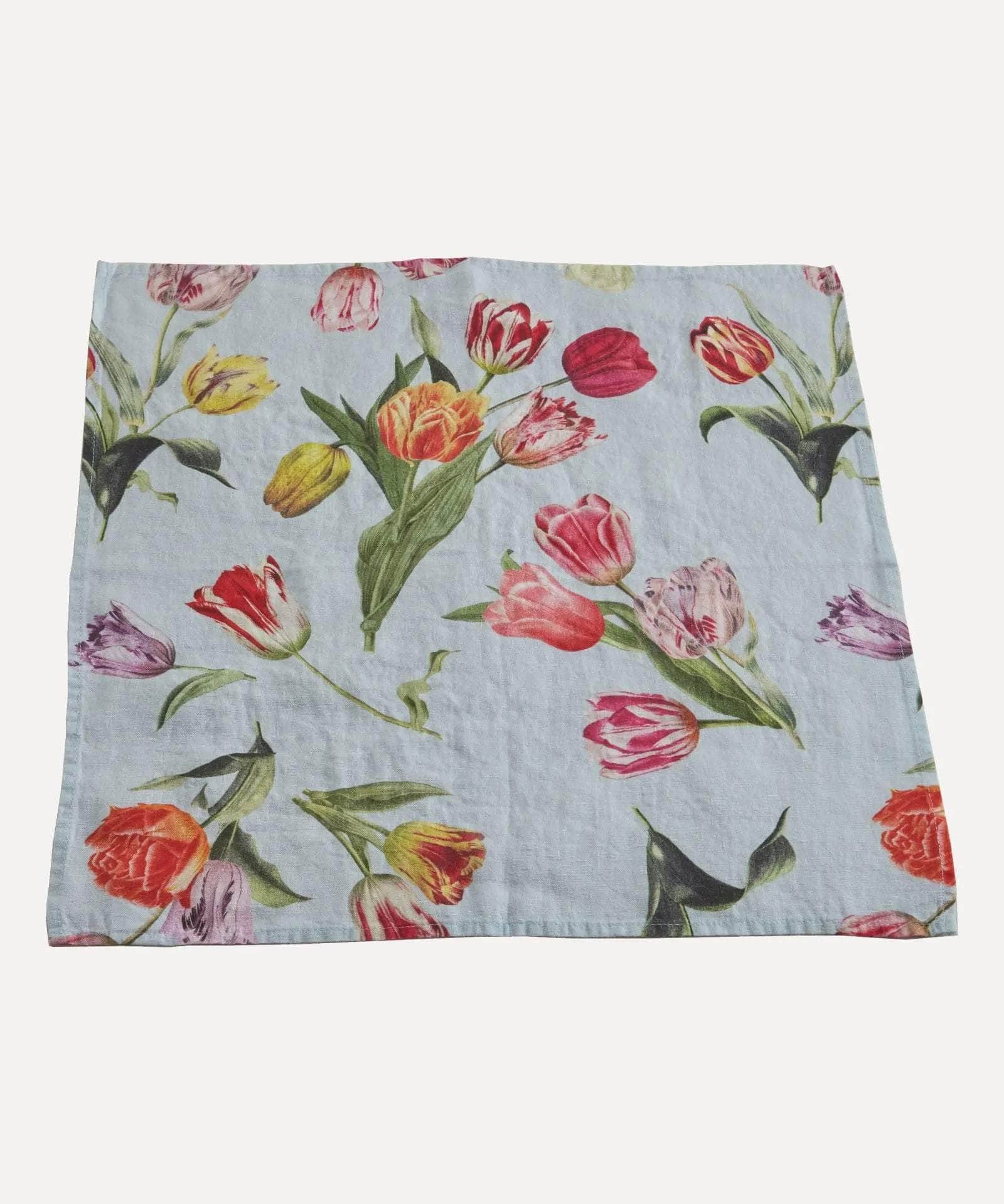 The Tulips Linen Napkin - Blue