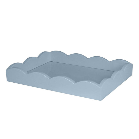 Pale Denim Small Lacquered Scalloped Tray