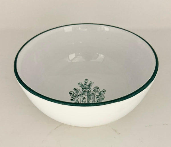 Hand Painted Bowl with Green Crest Set of 4