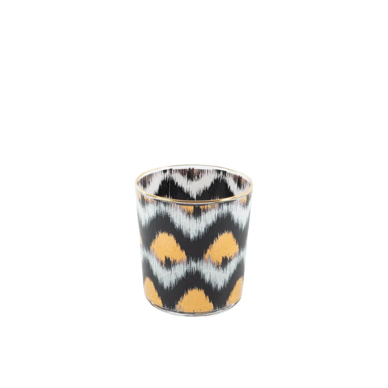 Ikat gold glasses - Black Tumbler Set of 4