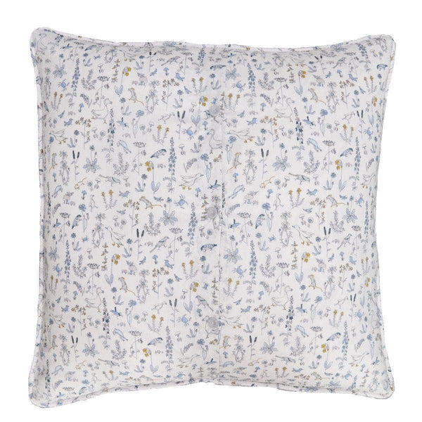 Piped Edge Personalised Cushion Made With Liberty Fabric Theo Blue