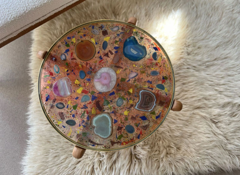 Agate Kaleidoscope Glass Table