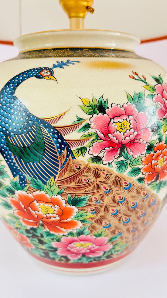Antique Japanese Peacock Lamp