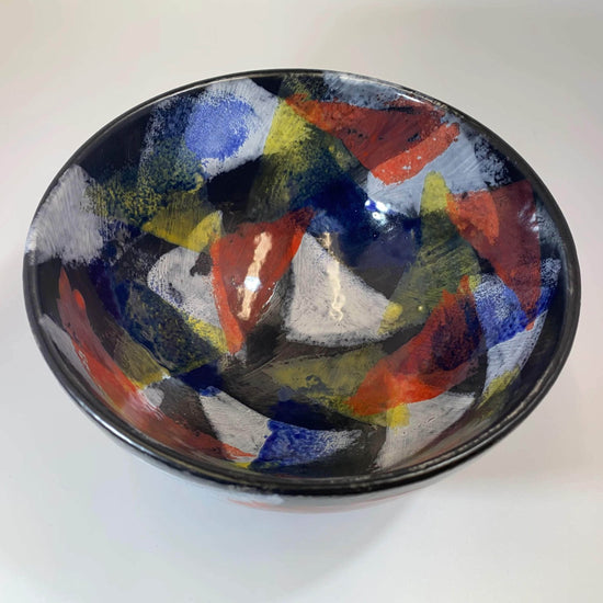 Ceramic Fruit Bowl Abstract Glaze