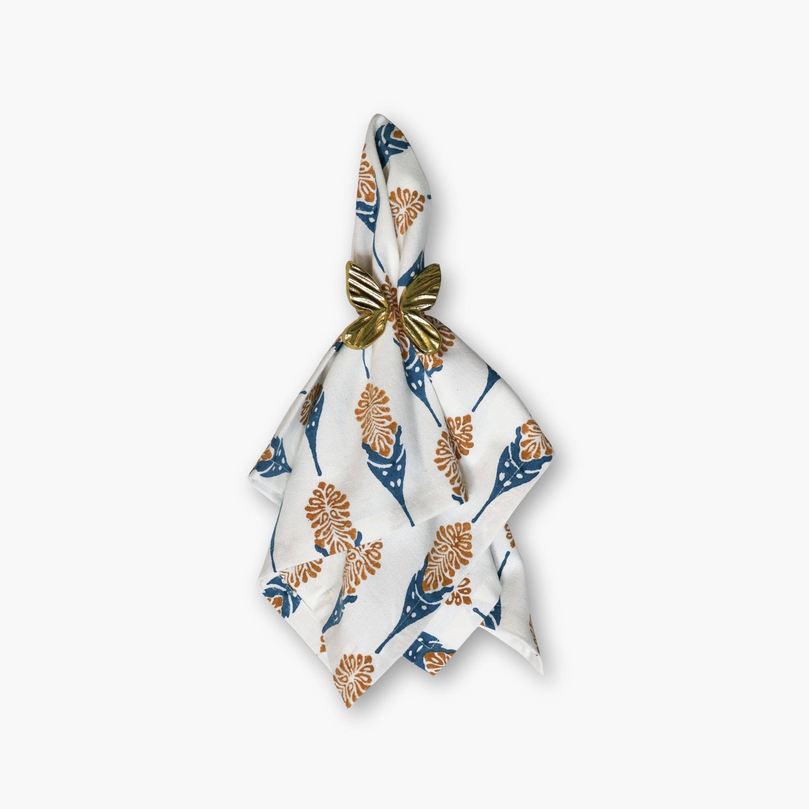 Bahaar Cotton Table Napkin - Mustard & Blue Set of 2