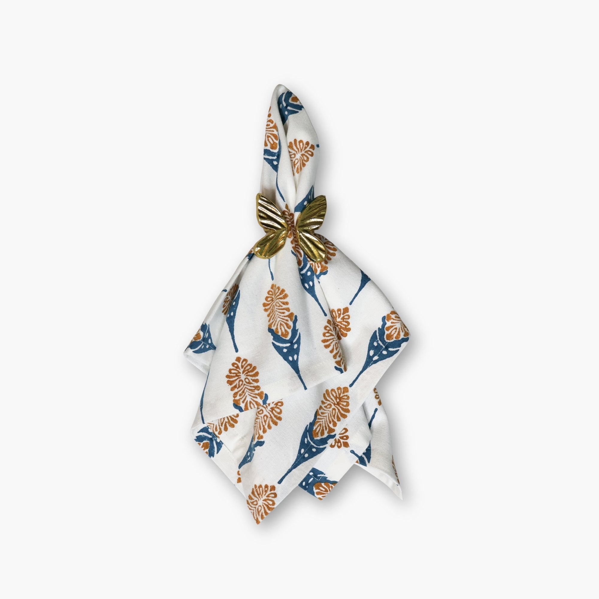 Bahaar Cotton Table Napkin - Mustard & Blue Set of 2