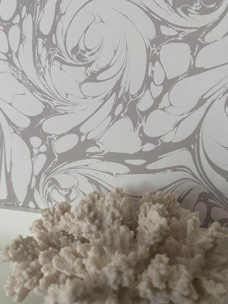 Marbled Wallpaper - 'Flourish' Col: Silver Ghost - Non-Woven