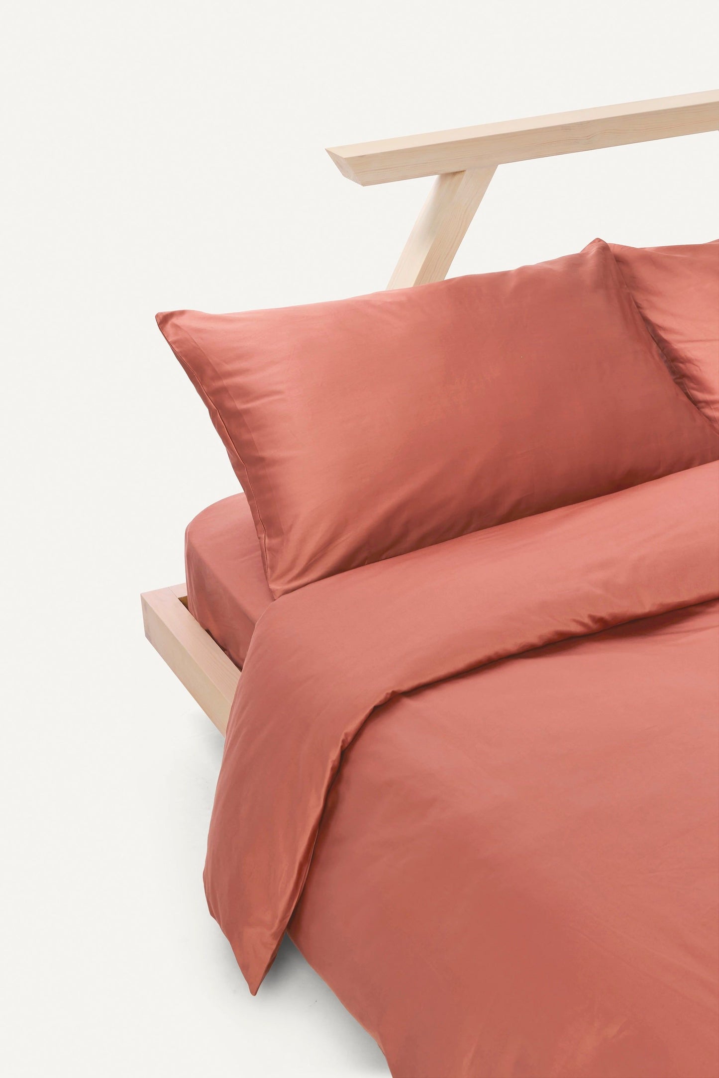 Percale Organic Cotton Duvet Cover - Bark Red