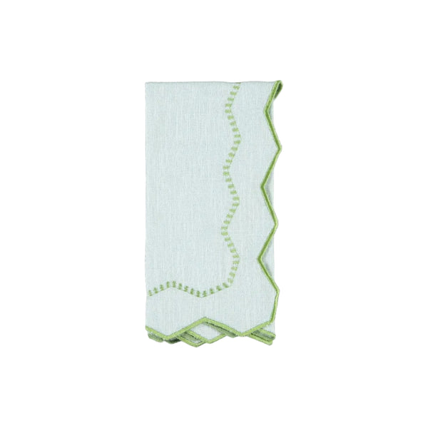 Alba Napkin, Aqua Green with Green
