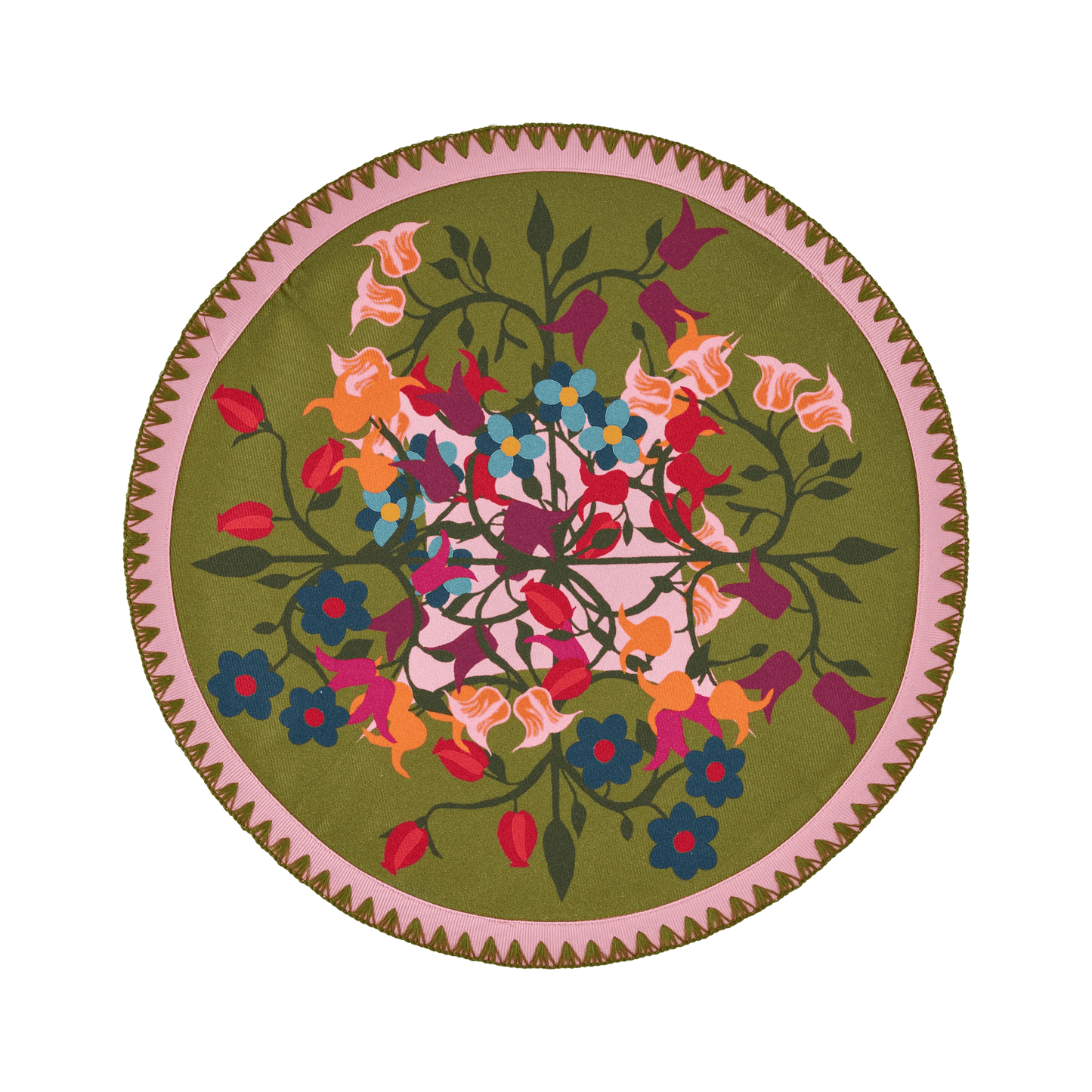6 Round Placemats Blumen Green
