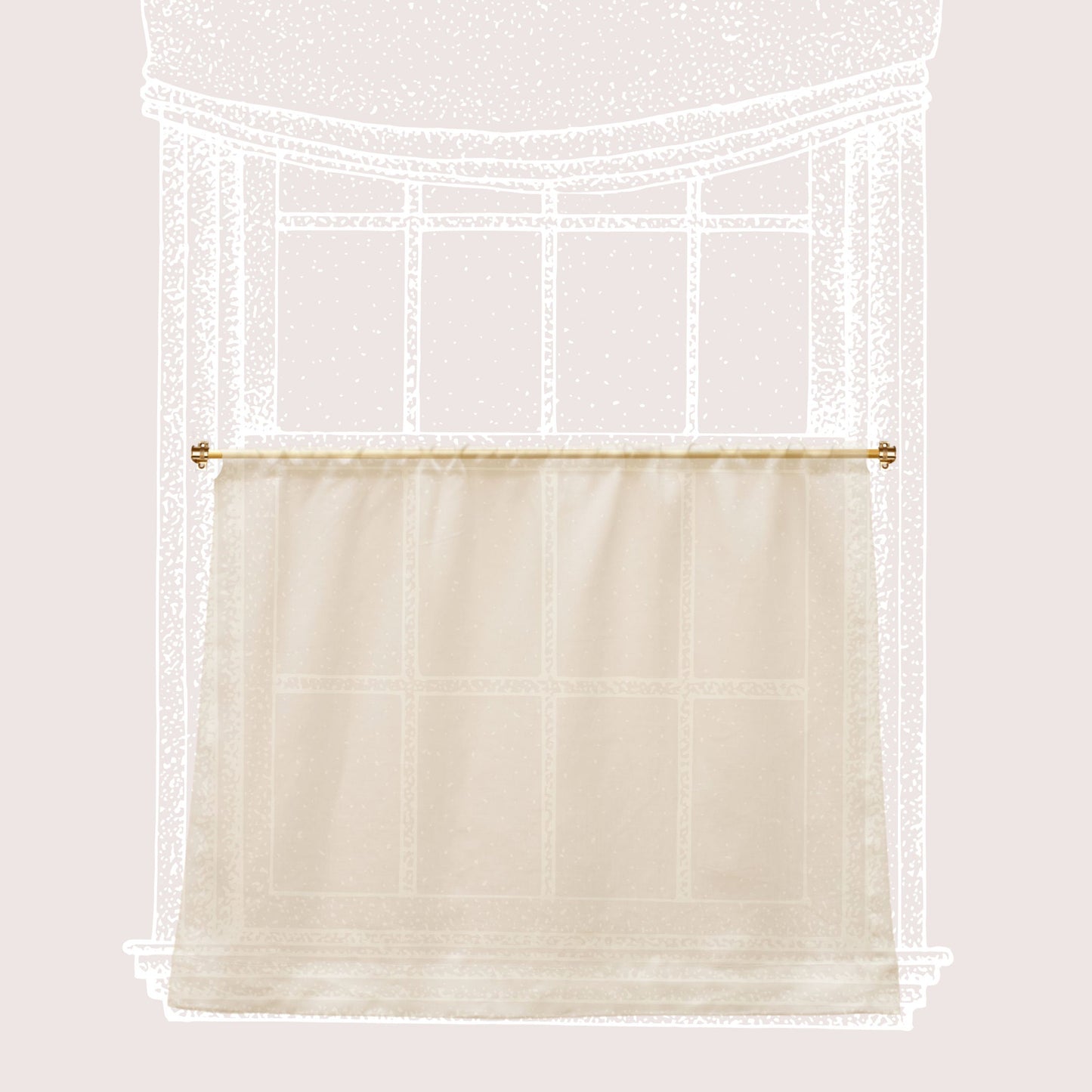 Cafe curtain 23 - Pocket Top - Elderfield Vellum - Pole Width 72.5cm x Drop 45cm
