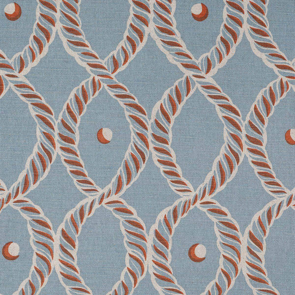 Dolly Small Piped Cushion in Field Blue and Rust