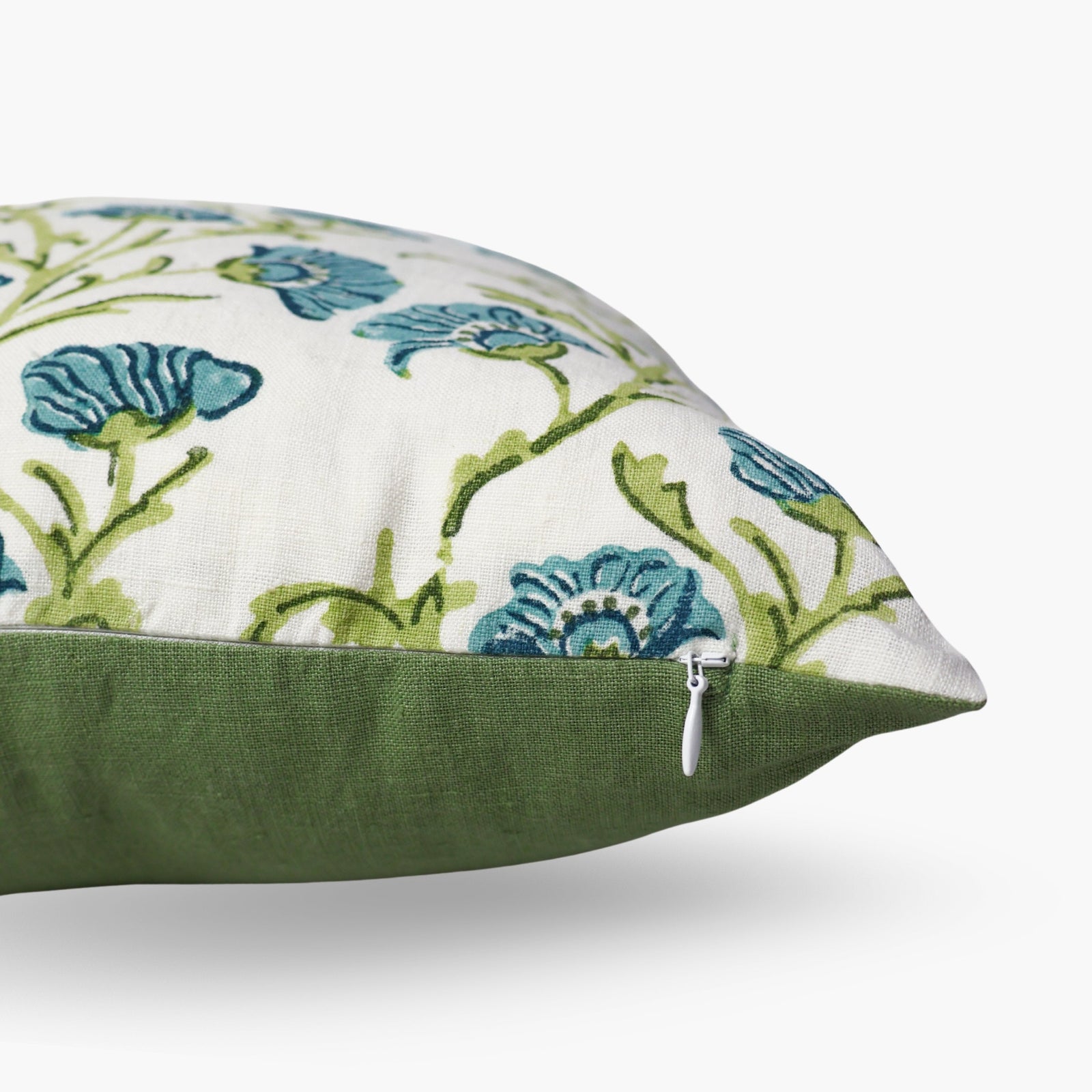 Bella Throw Pillow Cover - Olive Green & Blue