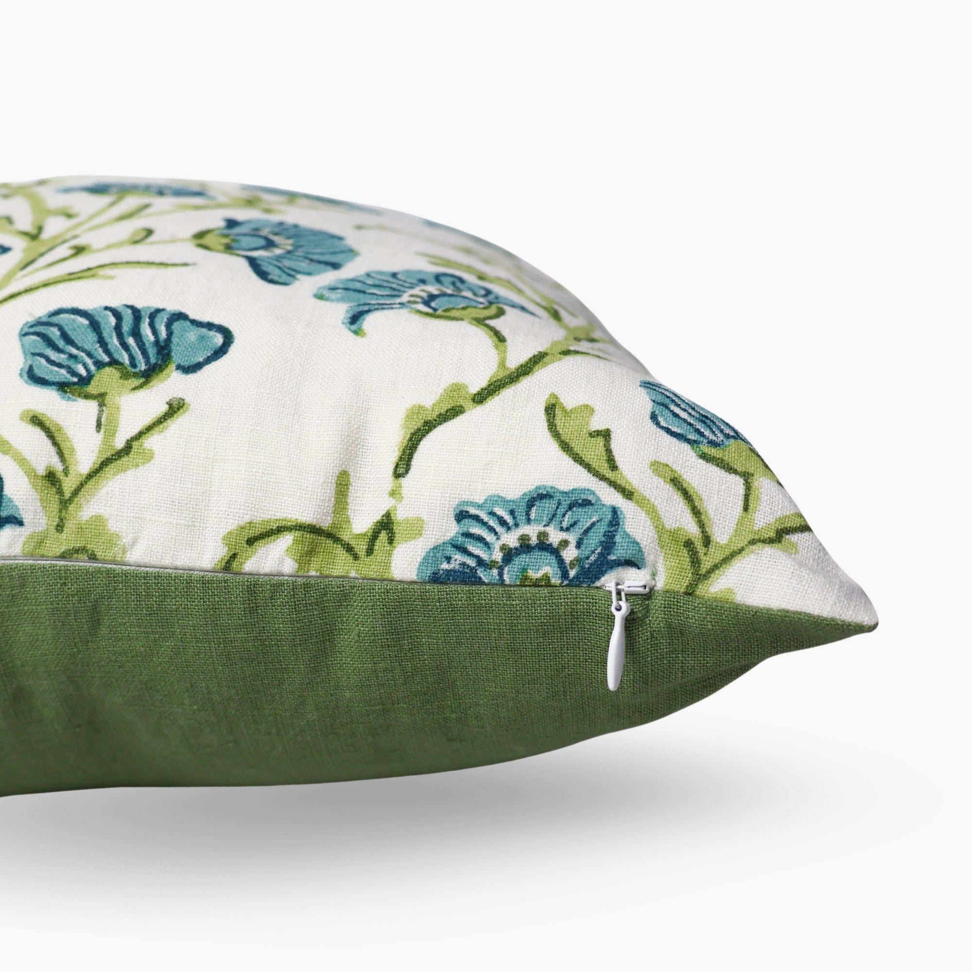 Bella Throw Pillow Cover - Olive Green & Blue