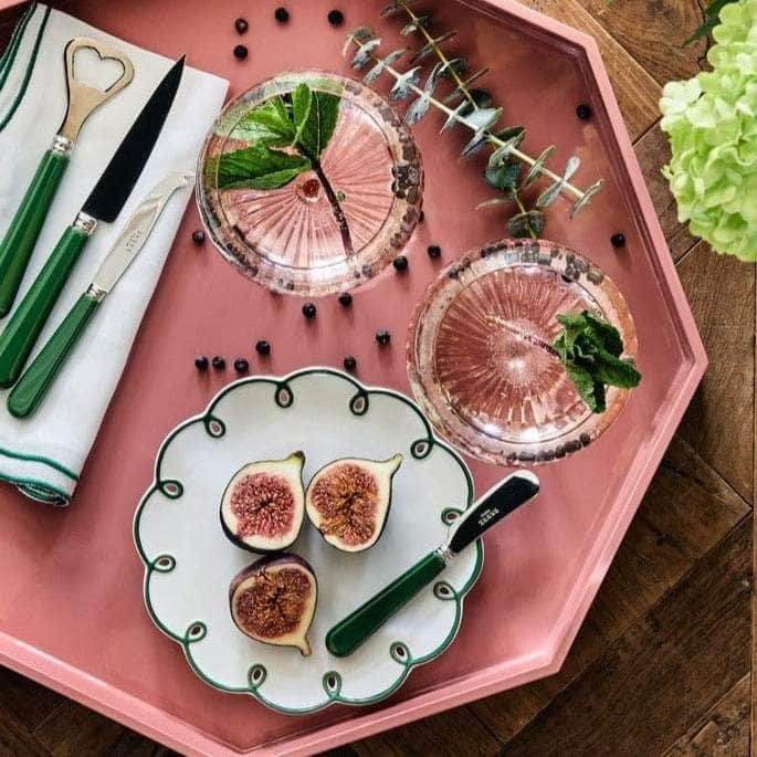 Glorious Green Scalloped Tea Plates - Set of 4