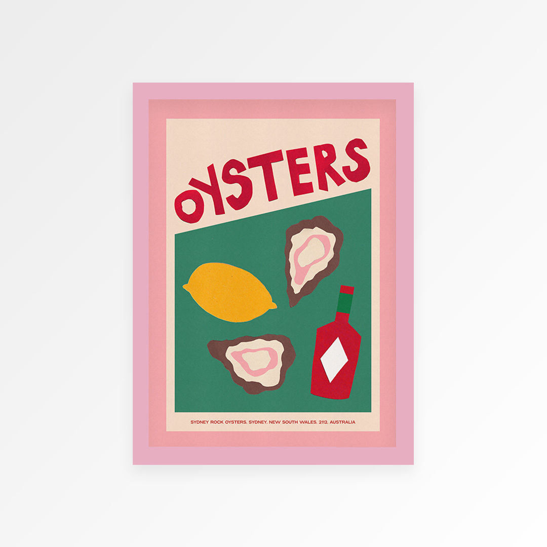 Oysters Hand Collaged Print
