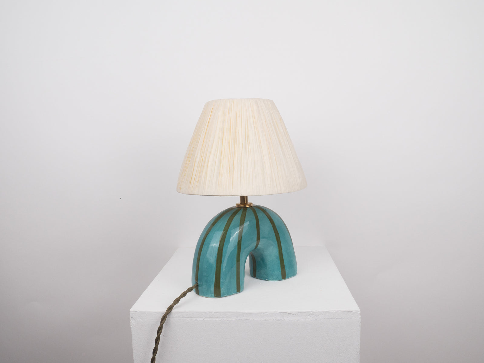 'Me' Table Lamp - Green Stripes