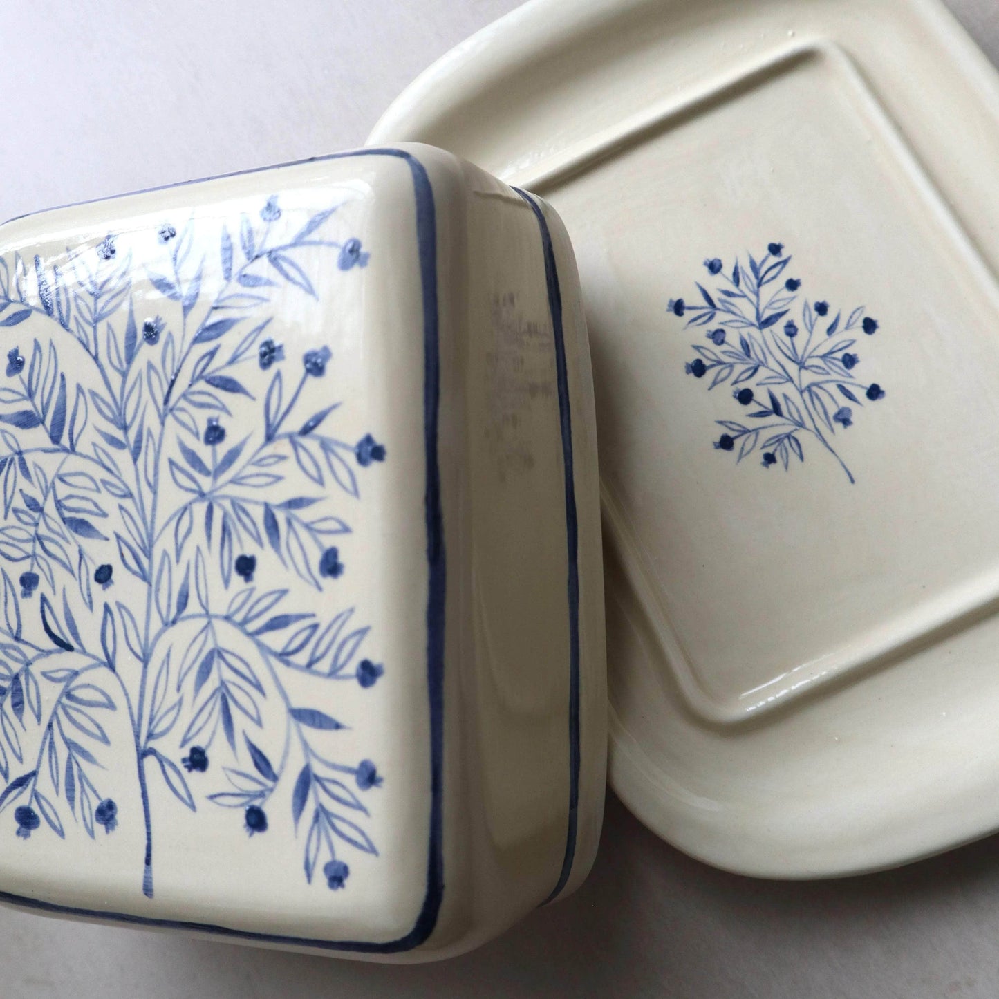 Pomegranate Tree Butter Dish - Blue
