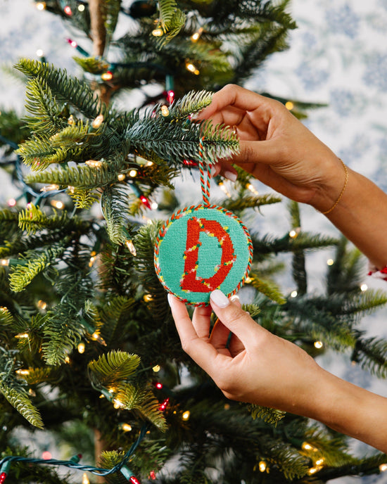 Needlepoint Monogram Ornament - D