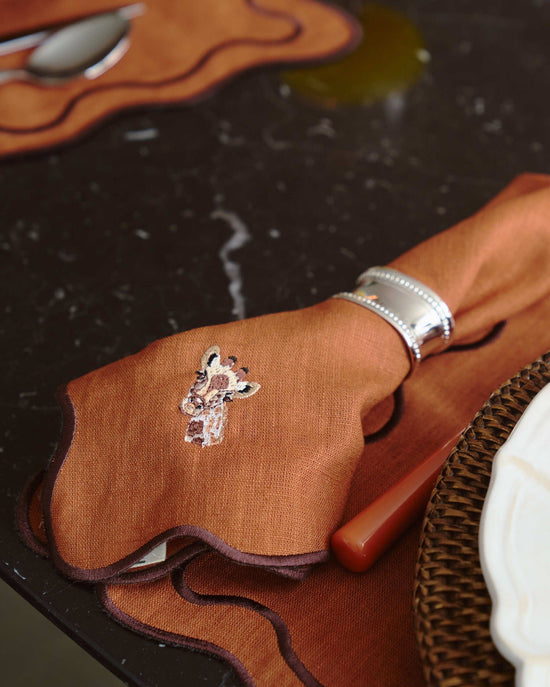 Terracotta Jungle Napkin, Giraffe