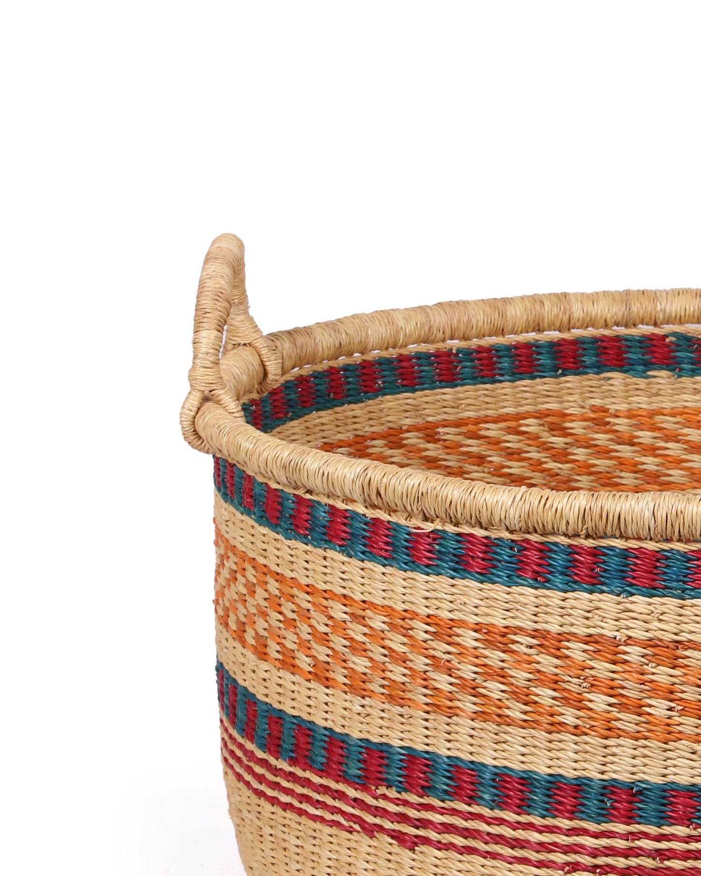 DZIFA: Large Blue, Orange and Red Floor Storage Basket with Handles