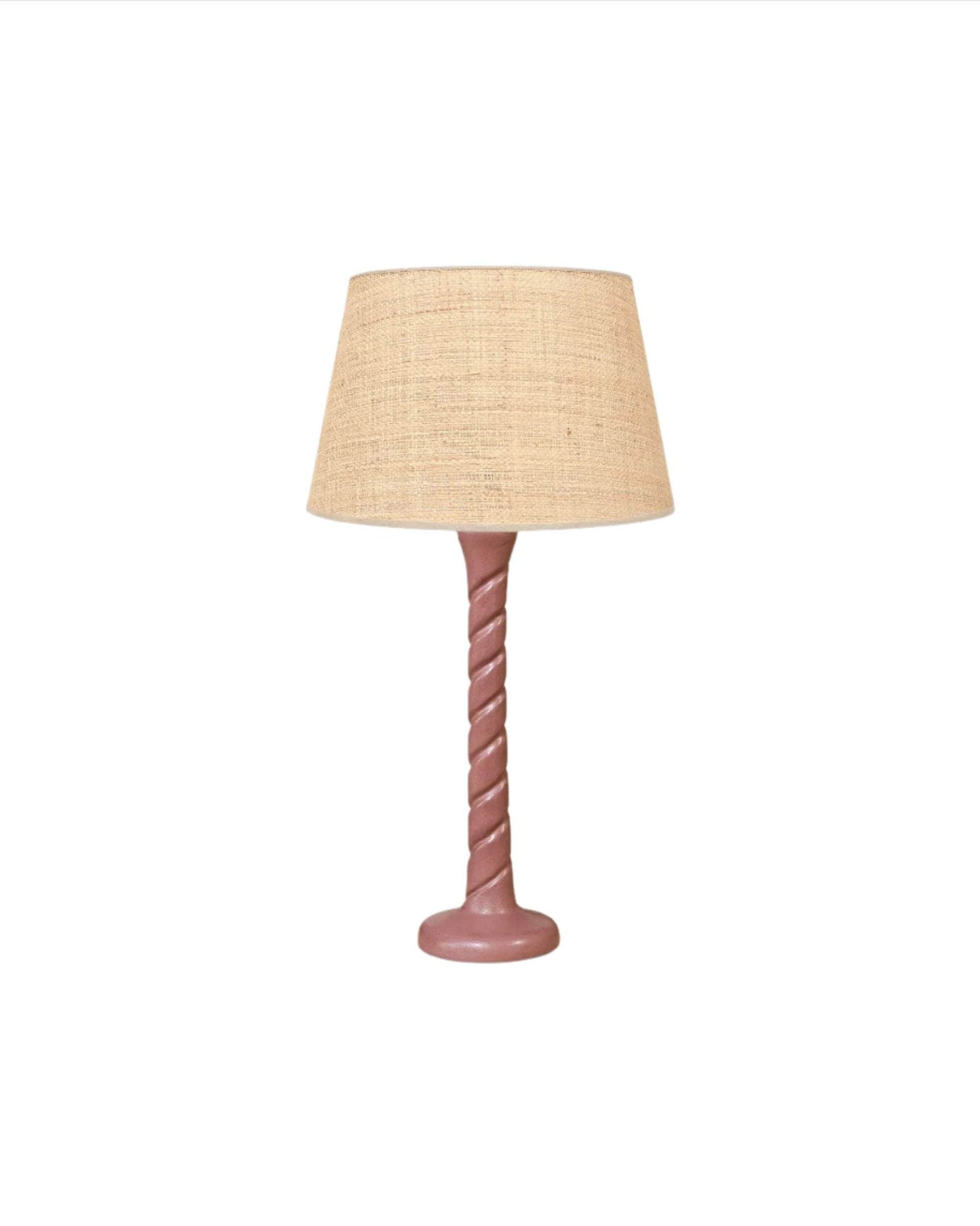Small Twisted Wooden Table Lamp - Pink
