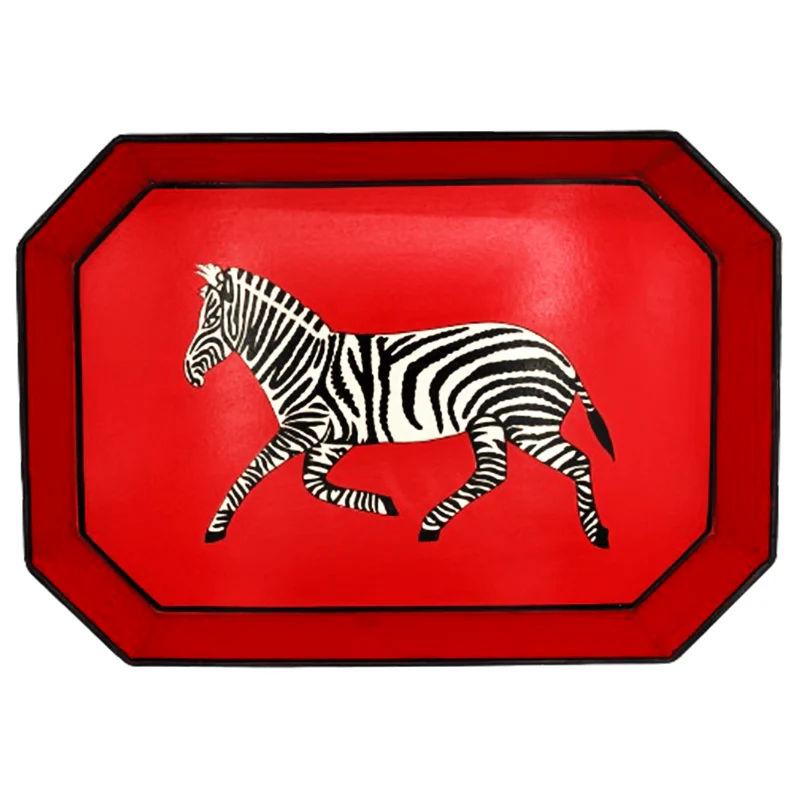 Flora Handpainted Iron Tray - Red Zebra