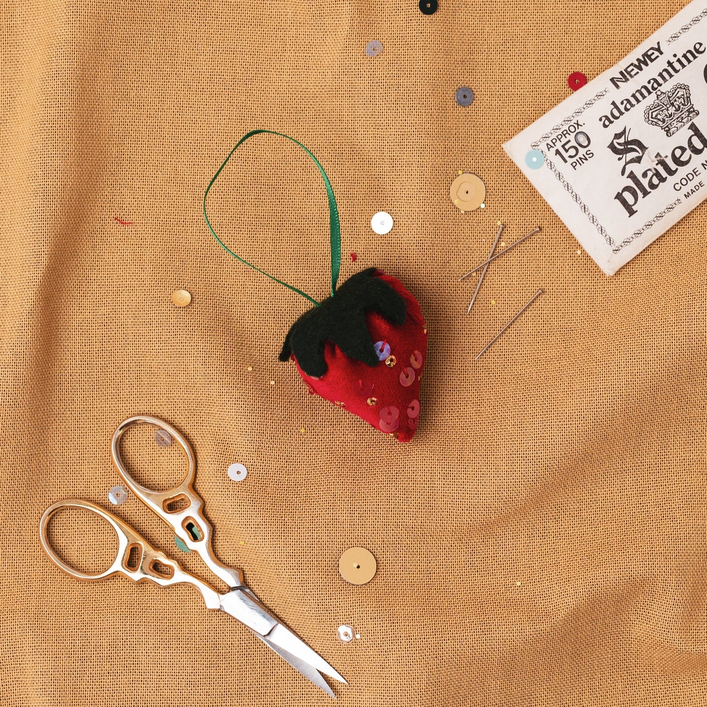 The Velvet Sequin Strawberry Hanging Decoration
