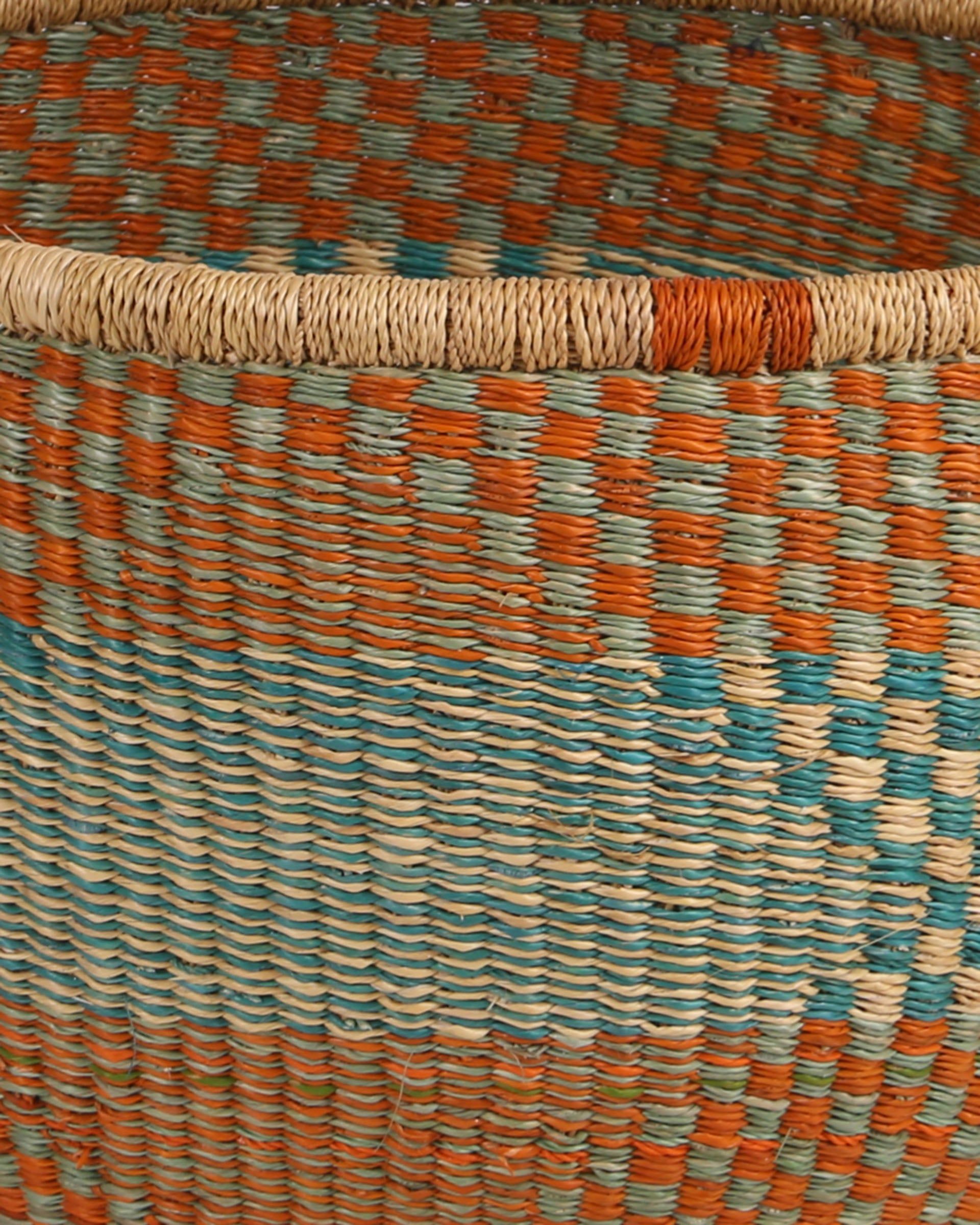 BUBUNE: Turquoise and Orange Market Basket