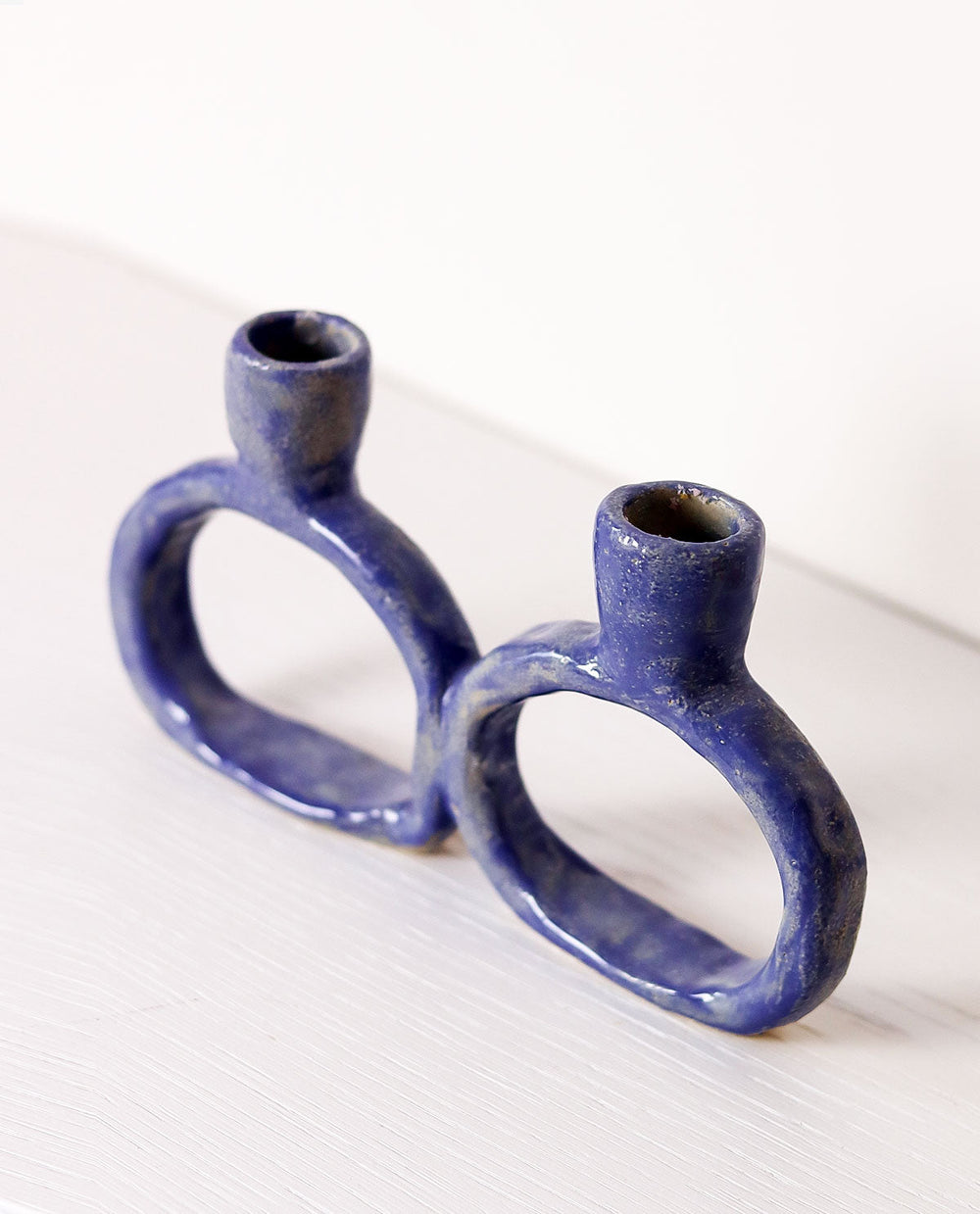 Handmade Ceramic Candle Holder Blue
