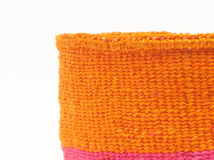 KALI: Orange & Neon Pink Duo Colour Block Woven Basket