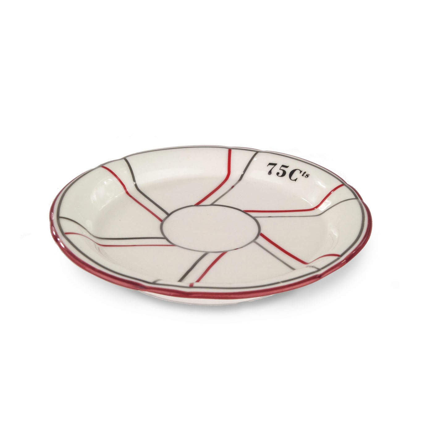 French Tip Trinket Dish - Red and Silver