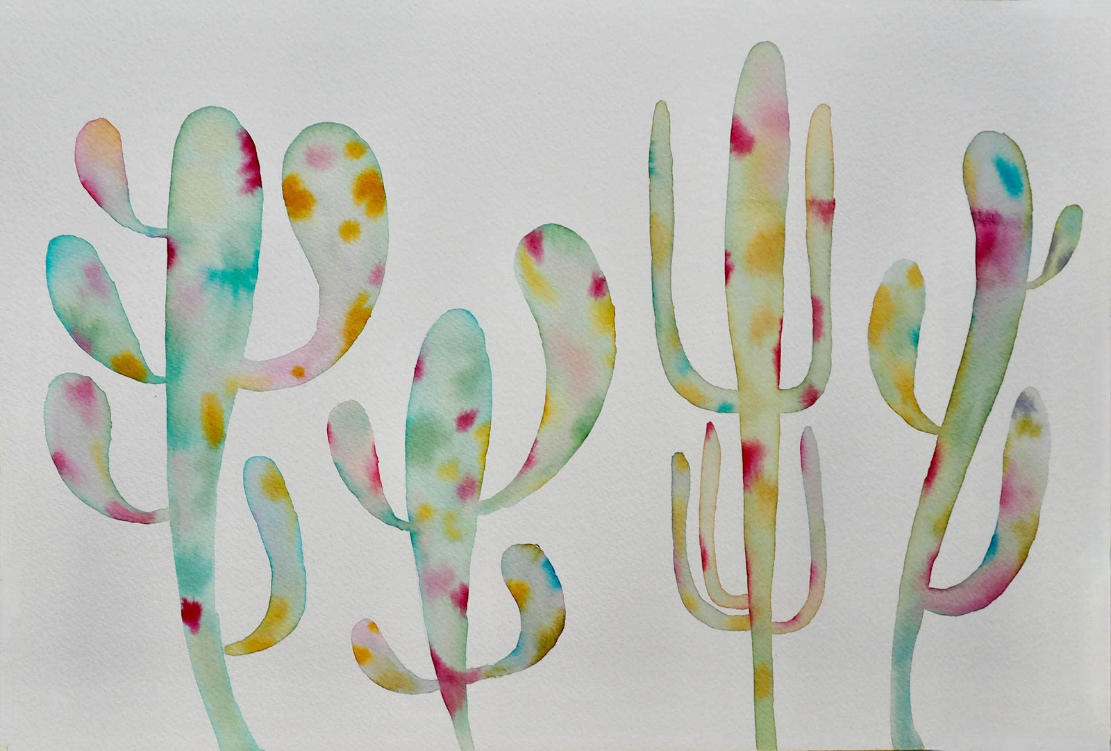Original Pastel Cactus Watercolour Painting